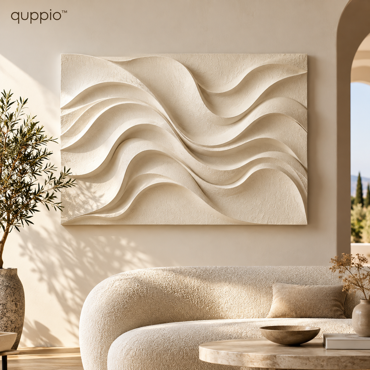 quppio Flowing Wave Wall Sculpture Dark Gallery Luxury