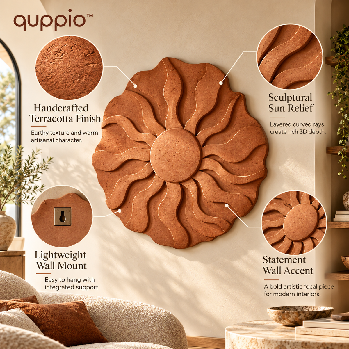 quppio Terra Sun Wall Art Dark Gallery Luxury