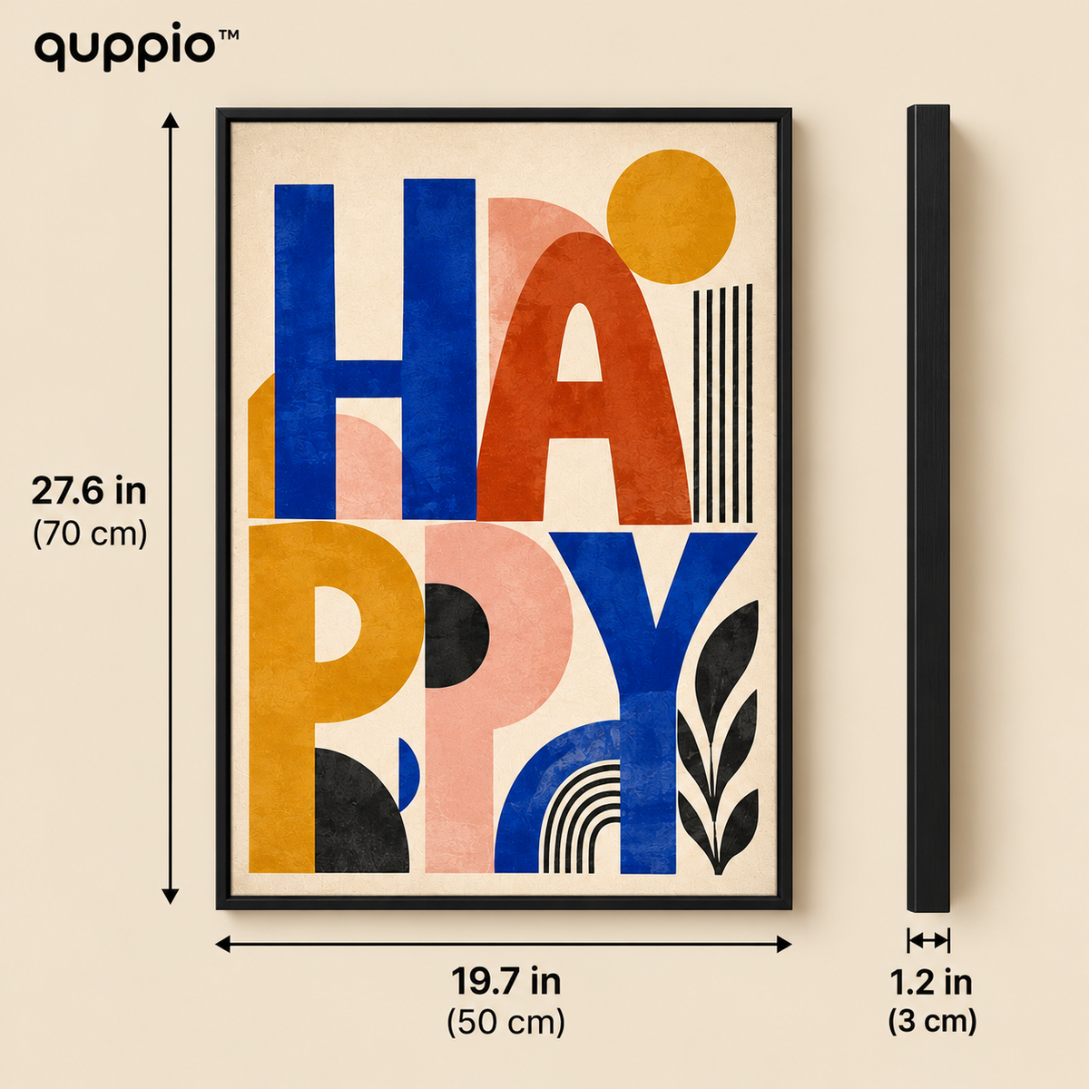 quppio Happy Type Art Print Dark Gallery Luxury