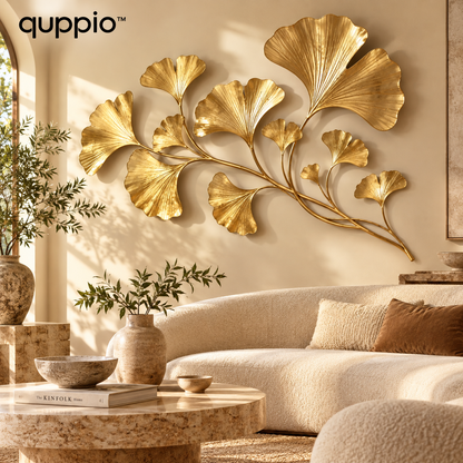 quppio Golden Ginkgo Wall Art Dark Gallery Luxury
