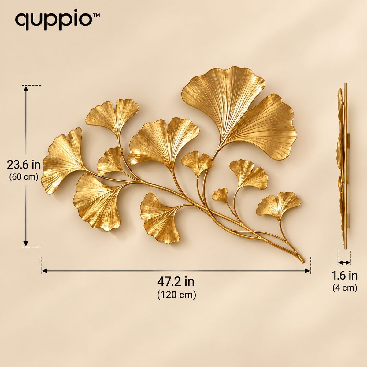 quppio Golden Ginkgo Wall Art Dark Gallery Luxury